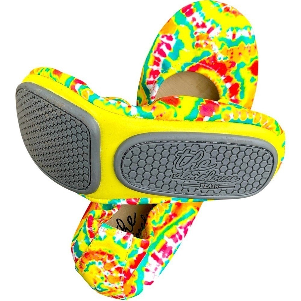 Storehouse Foldable Leather Ballet Flat Summer Breeze Yellow Tie Dye‎ Shoes 7